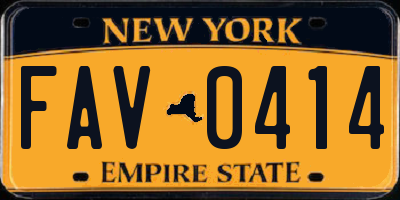 NY license plate FAV0414