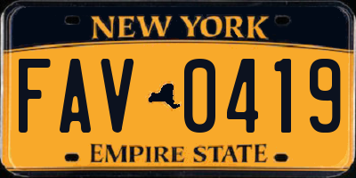 NY license plate FAV0419