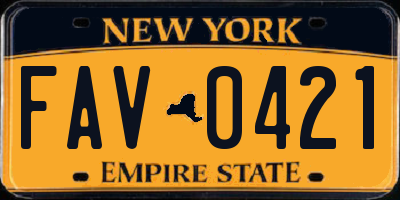 NY license plate FAV0421