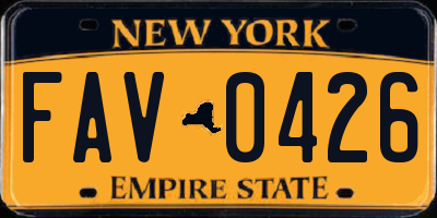 NY license plate FAV0426