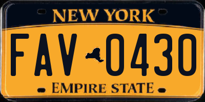 NY license plate FAV0430