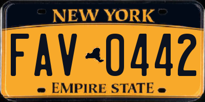 NY license plate FAV0442