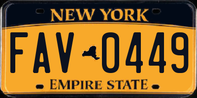 NY license plate FAV0449