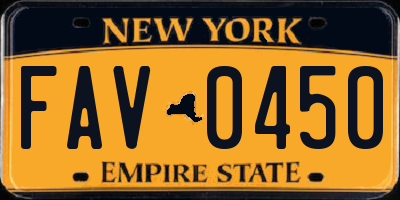 NY license plate FAV0450