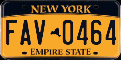 NY license plate FAV0464