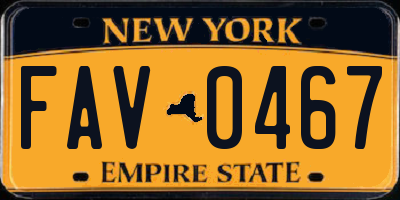NY license plate FAV0467