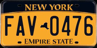 NY license plate FAV0476