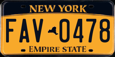 NY license plate FAV0478
