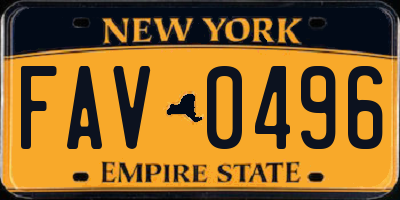 NY license plate FAV0496