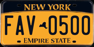 NY license plate FAV0500