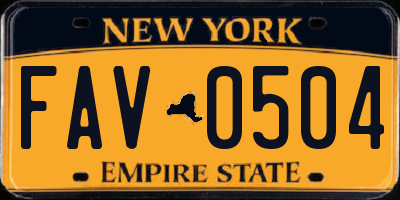 NY license plate FAV0504