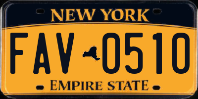 NY license plate FAV0510