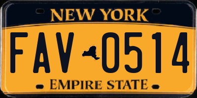 NY license plate FAV0514