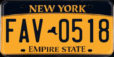 NY license plate FAV0518