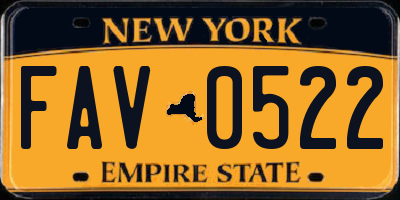 NY license plate FAV0522