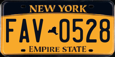 NY license plate FAV0528