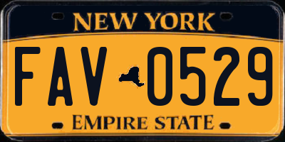 NY license plate FAV0529