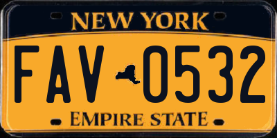NY license plate FAV0532
