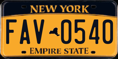 NY license plate FAV0540
