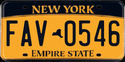 NY license plate FAV0546
