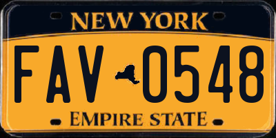 NY license plate FAV0548
