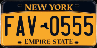 NY license plate FAV0555