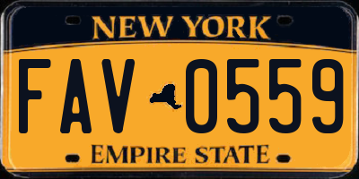 NY license plate FAV0559