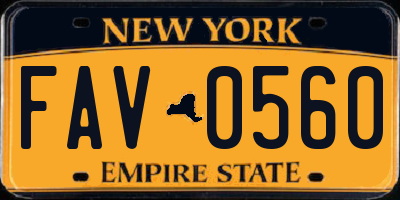 NY license plate FAV0560