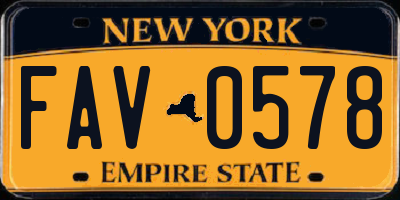 NY license plate FAV0578