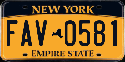 NY license plate FAV0581