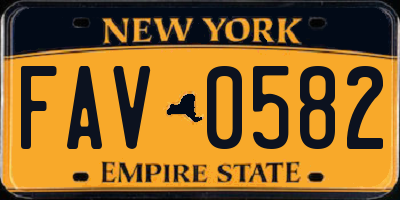 NY license plate FAV0582