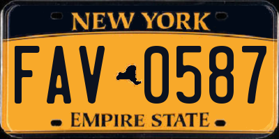 NY license plate FAV0587