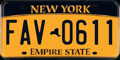 NY license plate FAV0611