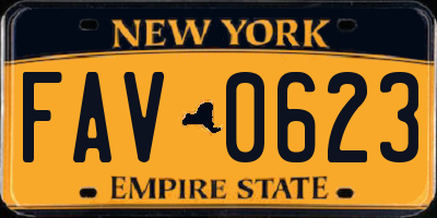 NY license plate FAV0623