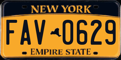 NY license plate FAV0629