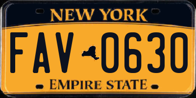 NY license plate FAV0630