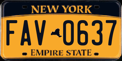 NY license plate FAV0637