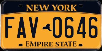 NY license plate FAV0646