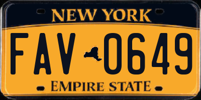 NY license plate FAV0649