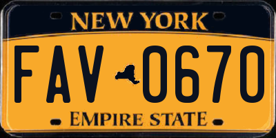 NY license plate FAV0670