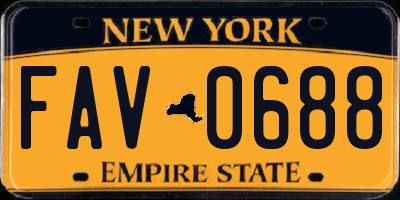 NY license plate FAV0688