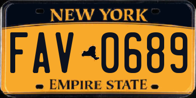 NY license plate FAV0689