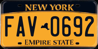 NY license plate FAV0692