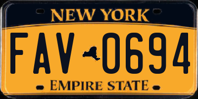 NY license plate FAV0694
