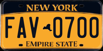 NY license plate FAV0700