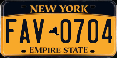 NY license plate FAV0704