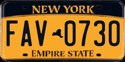 NY license plate FAV0730
