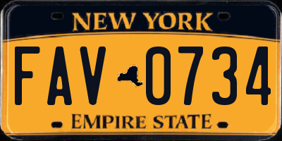 NY license plate FAV0734