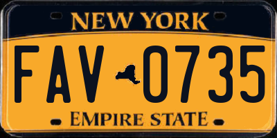 NY license plate FAV0735
