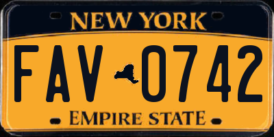 NY license plate FAV0742